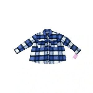 Anthropologie Avec Les Filles Size 2X Blue & White Plaid Button-Up Shacket  NWT